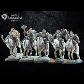 Guerrières naines sur bouc