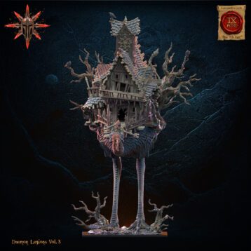 Sorcière sur oiseau démoniaque